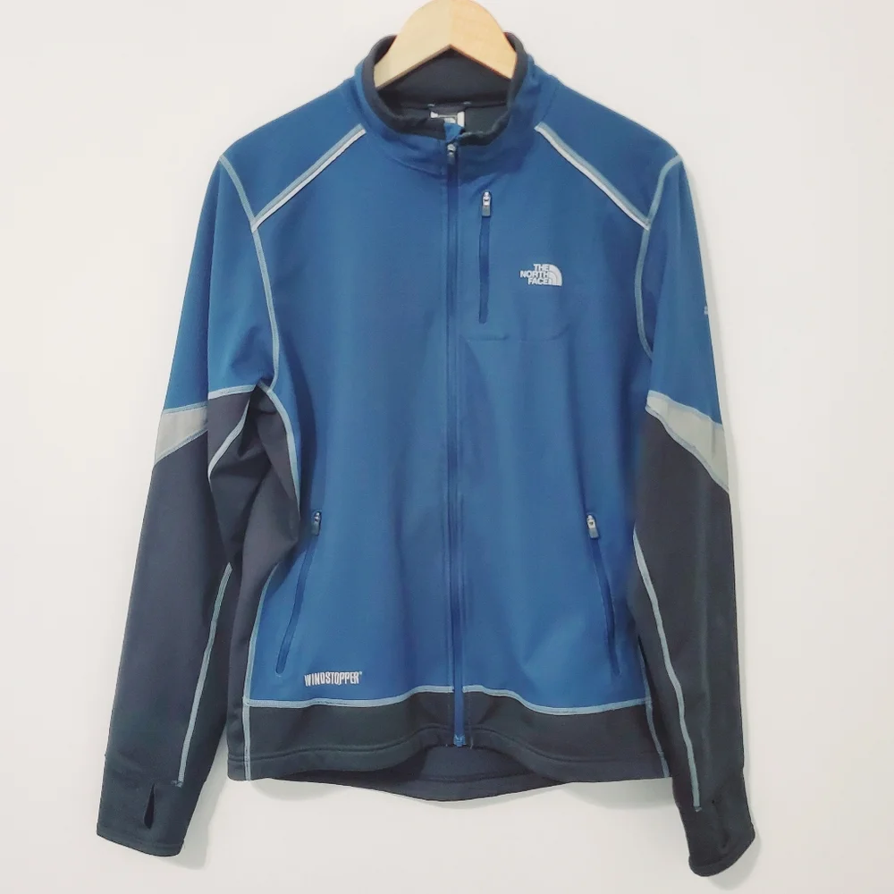 The North Face Mens Flight Series Windstopper Jacket Full Zip Blue Black Medium